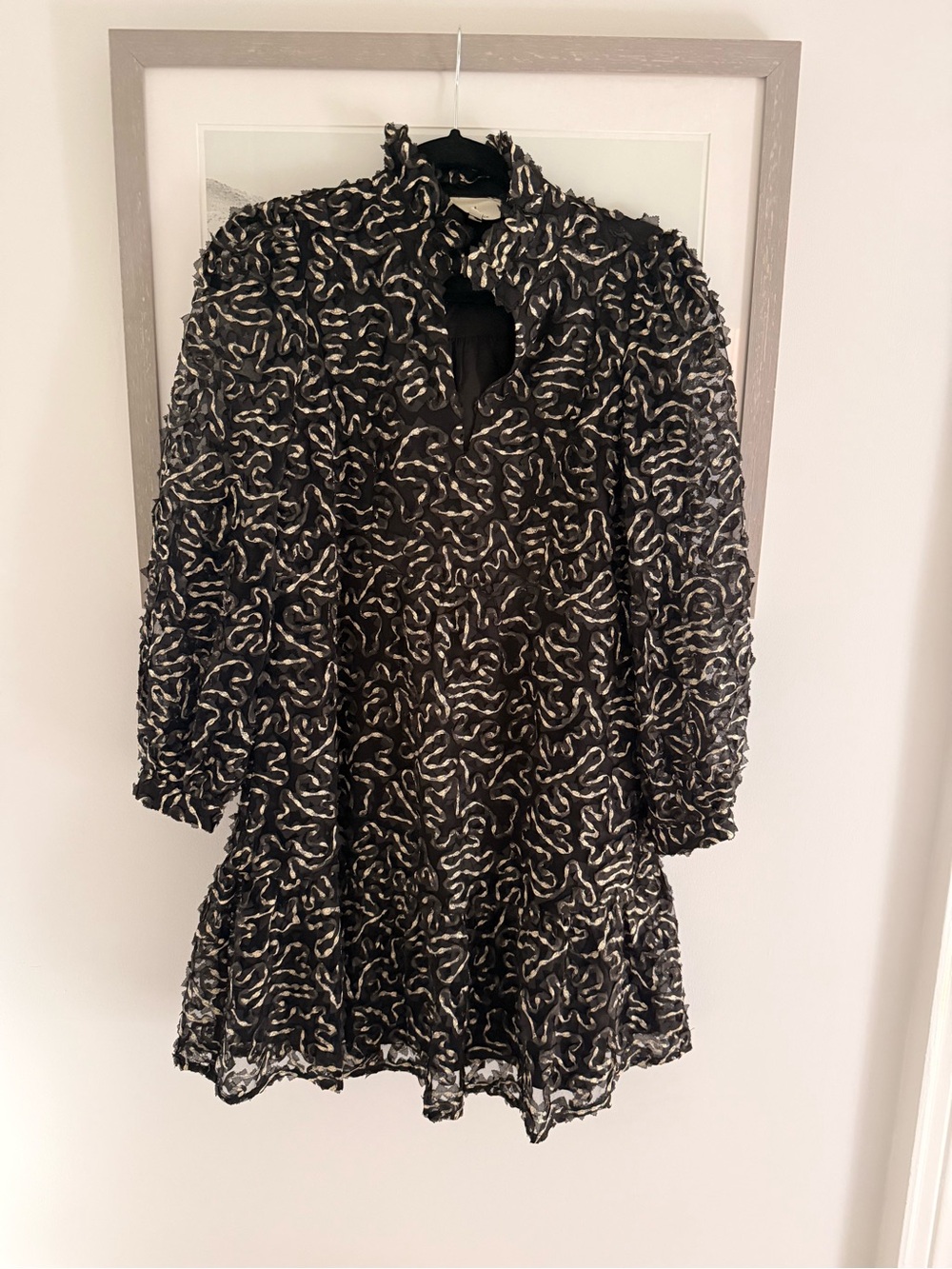Tuckernuck Black and Metallic Long-Sleeve Textured Mini Dress